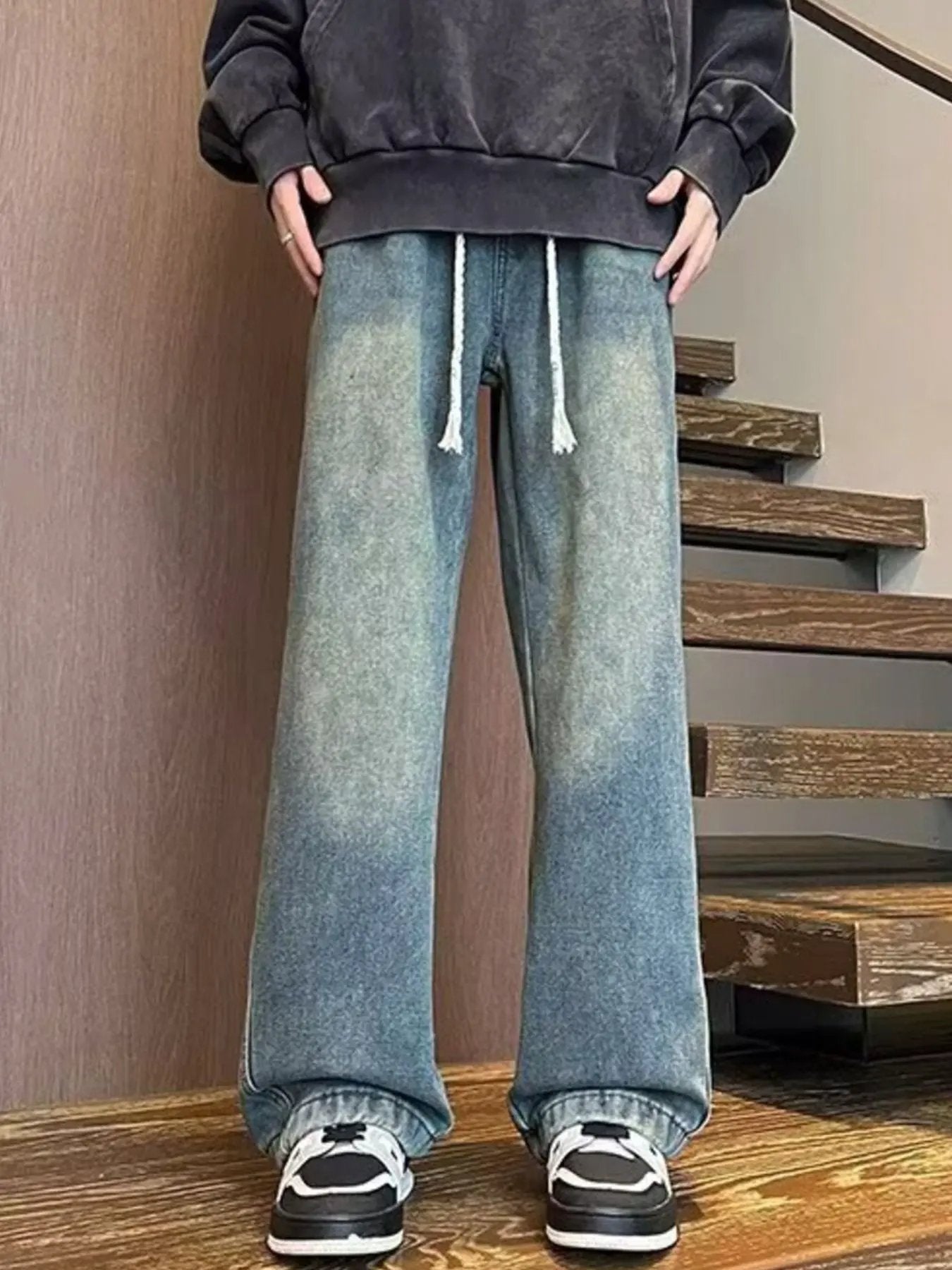 Men's Full Size Washed Wide Leg Jeans Plus Size by Partner Label