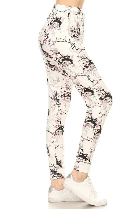 Leggings Depot Full Size Buttery Soft Printed Joggers with Drawstring Plus Size by Leggings Depot