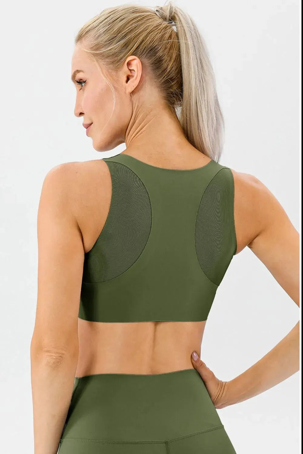 Round Neck Wide Strap Active Bra by Partner Label