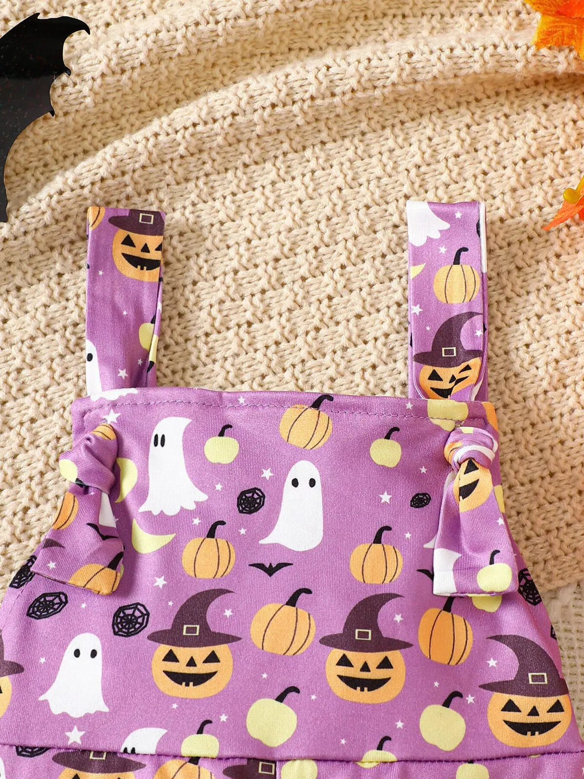 Children's Halloween Pumpkin Print Bell-Bottom Jumpsuit by Trendsi