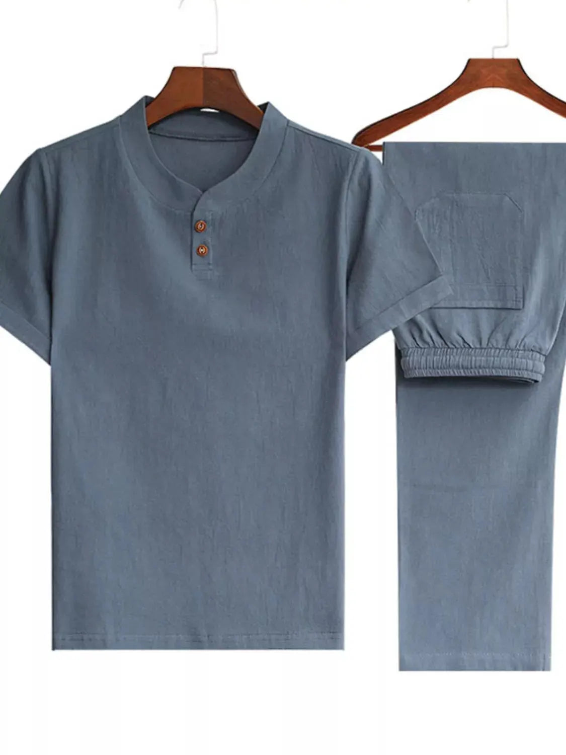 Men's Plus Size Casual Short Sleeve Top & Pants Set by Trendsi
