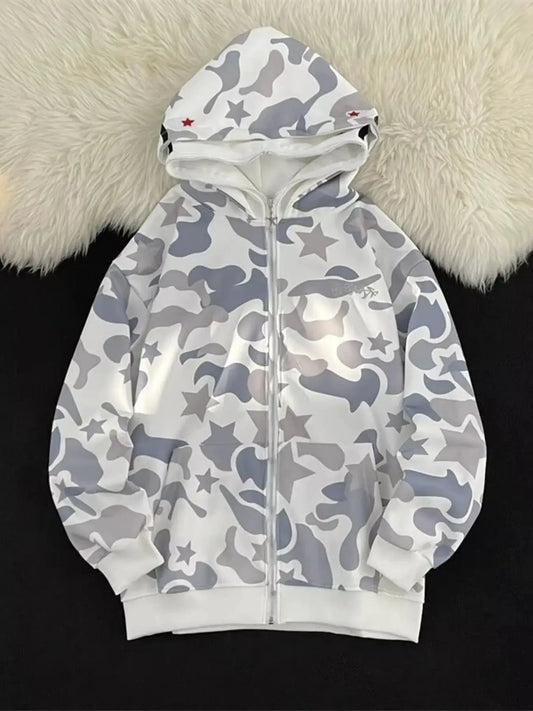 Men's Camo Print Zip-Up Hoodie by Partner Label