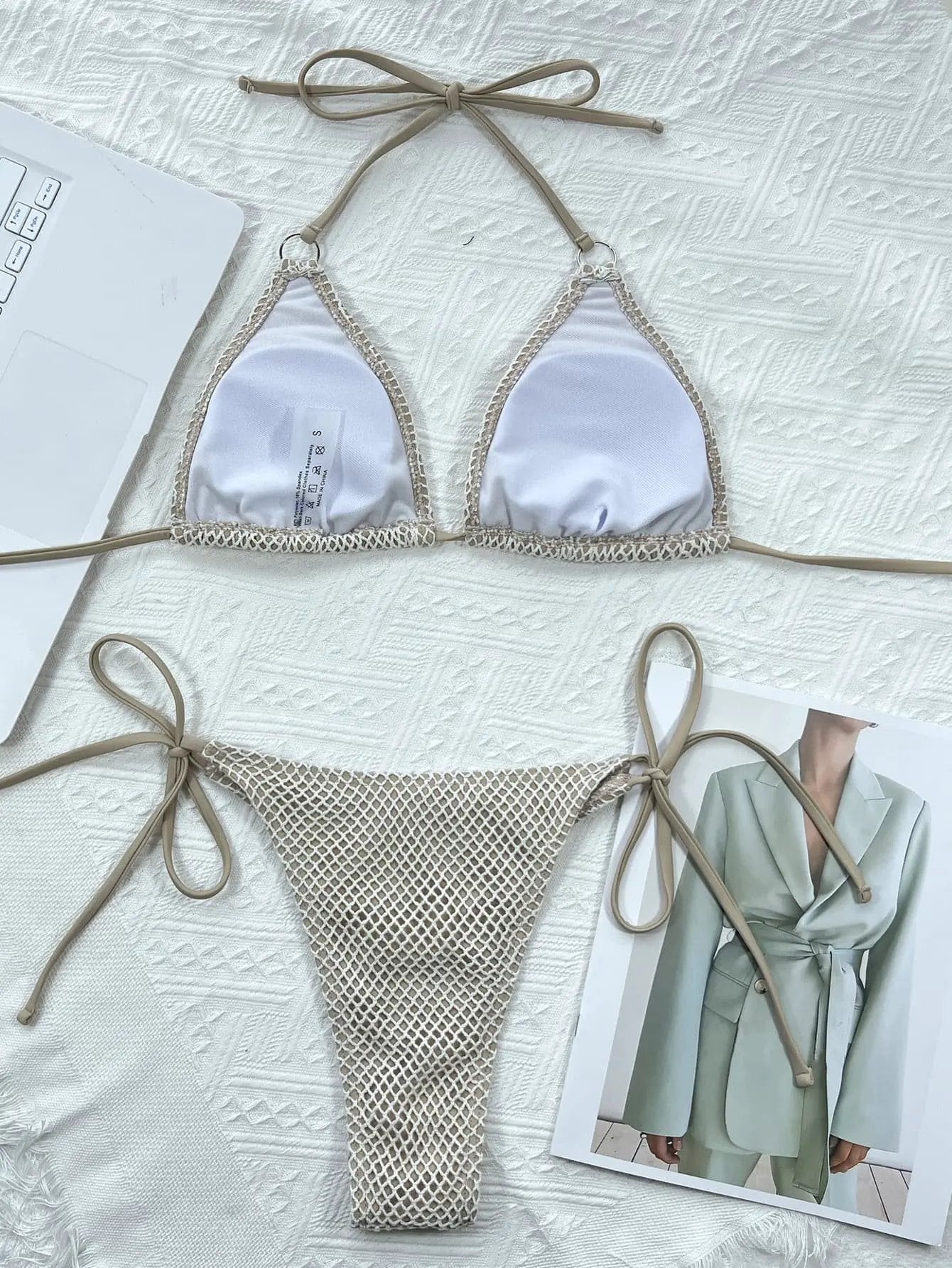 Halter Neck Tie Back Bikini Set by Partner Label