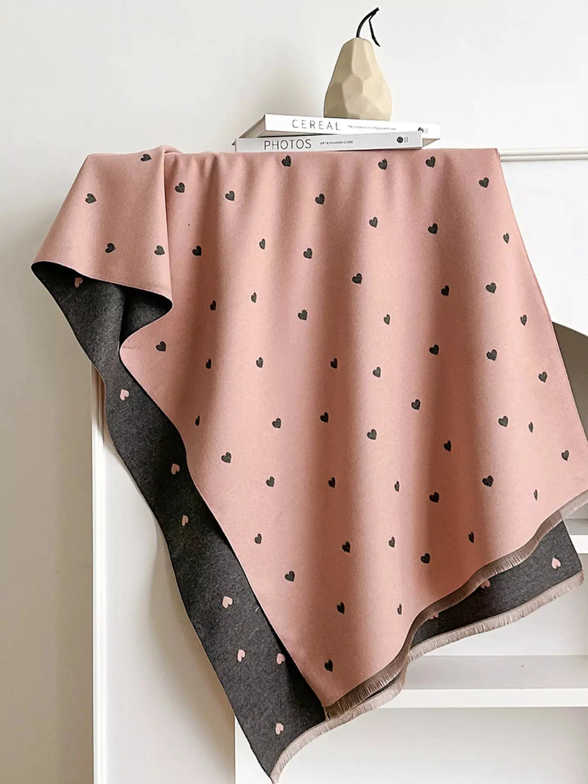 Heart Raw Hem Scarf by Partner Label