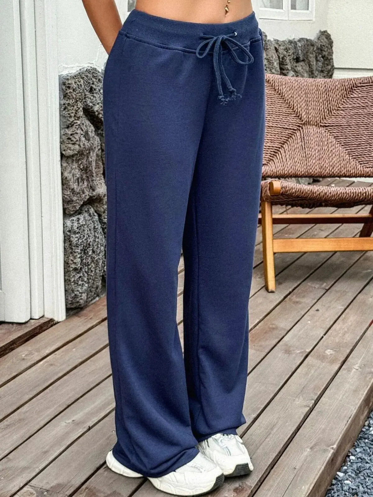 Drawstring Wide Leg Active Pants by Partner Label