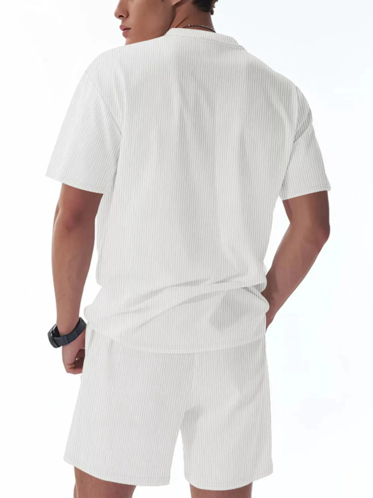 Men's Full Size Casual Striped Top and Shorts Set Plus Size by Trendsi