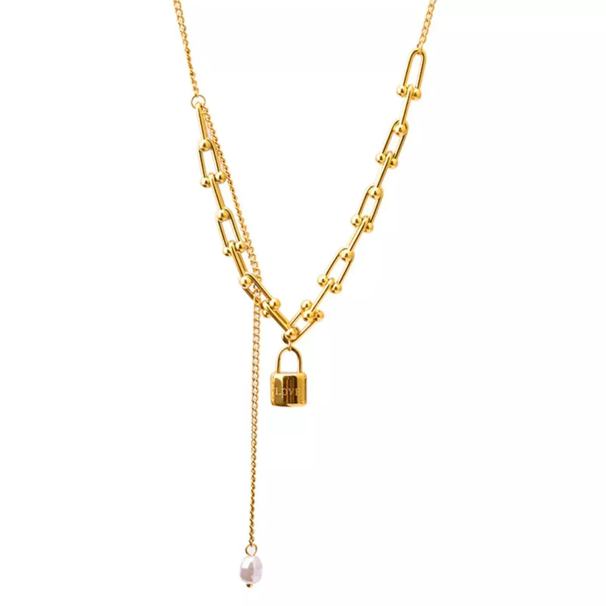 18K Gold-Plated Lock Pendant Necklace by Partnel Label