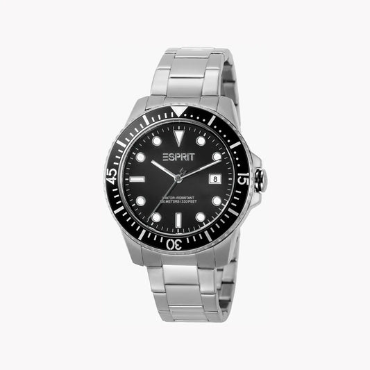 Esprit Men's Silver Stainless Steel Watch, Black Dial | Es1g051m0015 by ESPRIT