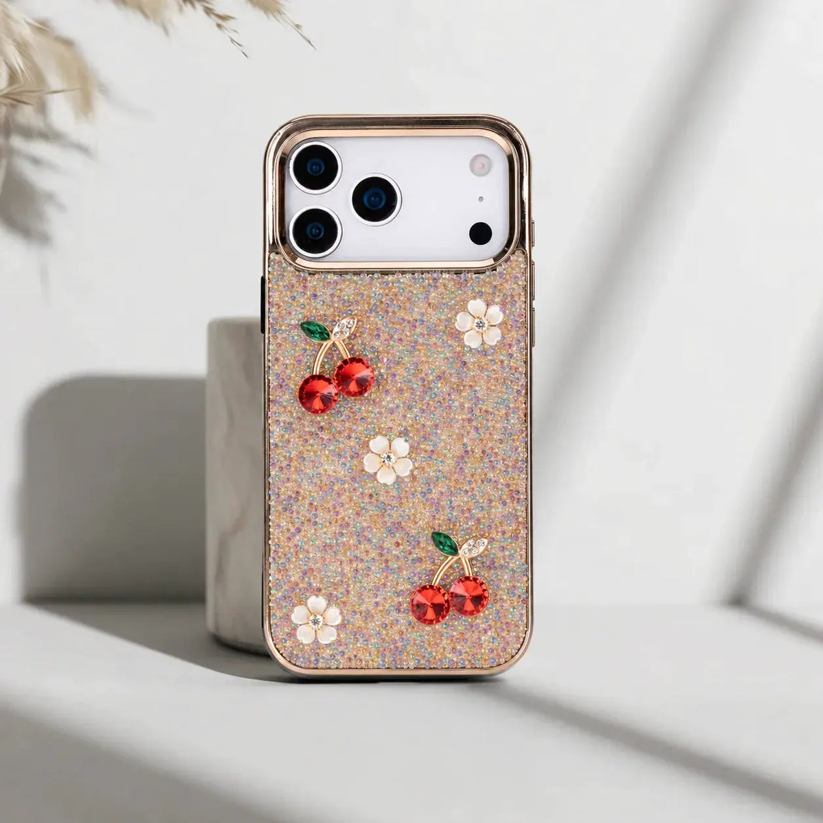 Hilo Crystal Cherry iPhone 18 Pro Max Case – Gold-Tone Frame by TORONATA