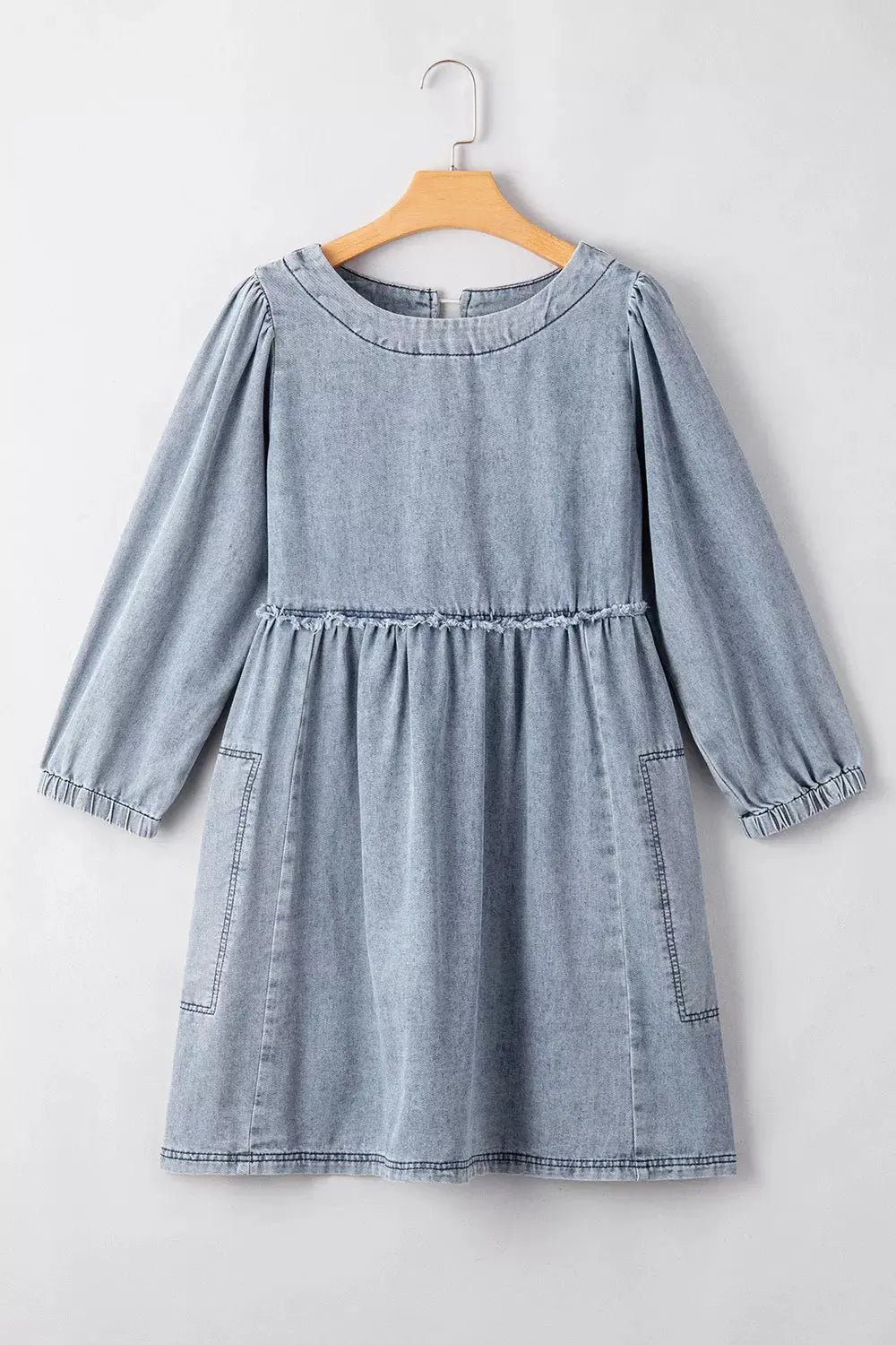 Vintage Wash Denim Dress with Pockets by Partner Label
