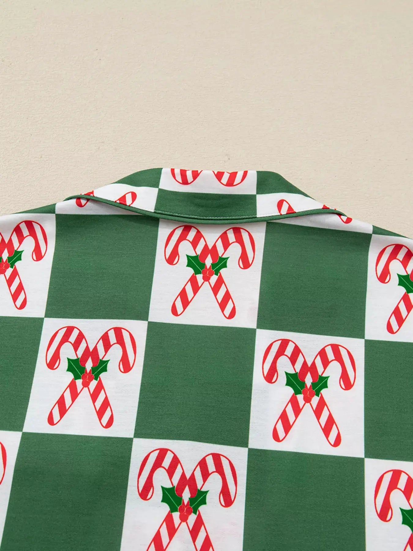Candy Cane Checkered Pattern 2pcs Pajama Set by Partner Label