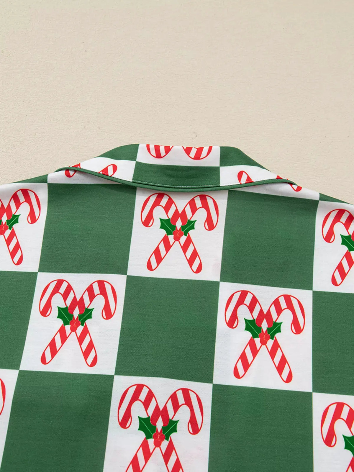 Candy Cane Checkered Pattern 2pcs Pajama Set by Partner Label