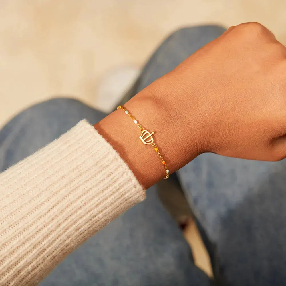 Crown Shape 18K Gold-Plated Bead Bracelet by Partner Label