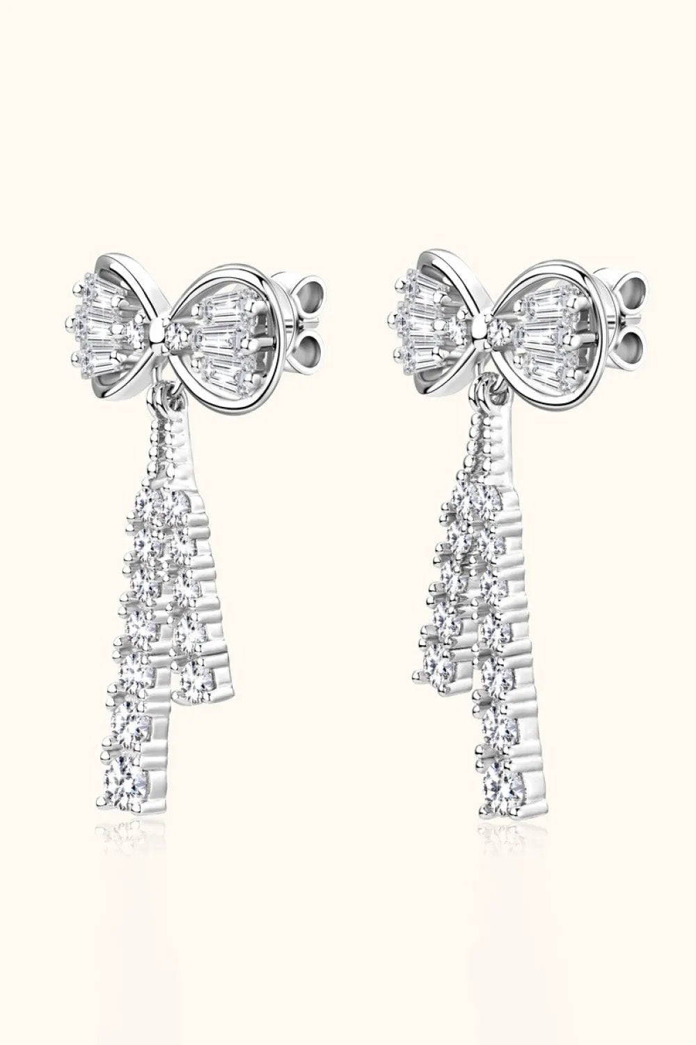1.12 Carat Moissanite 925 Sterling Silver Bow Earrings by Partner Label