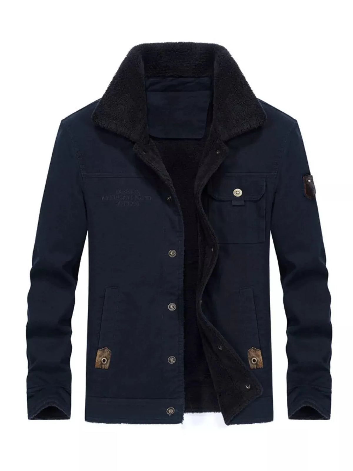 Men's Plus Size Solid Color Sherpa Lined Jacket by Partner Label