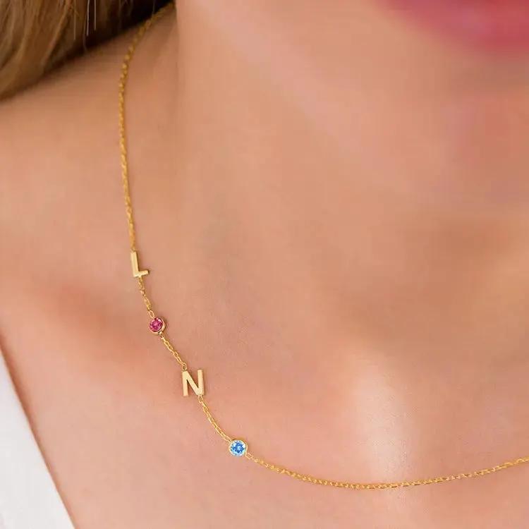 Stainless Steel 26 English Letter Name Necklace by Maiden-Art