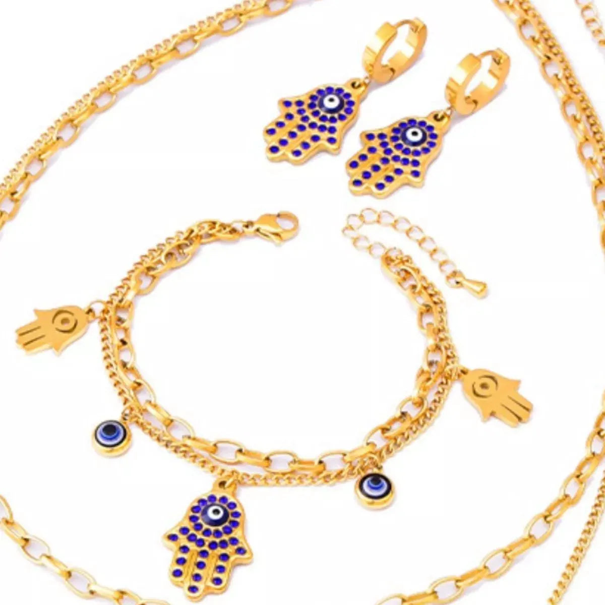 18K Gold-Plated Hand Charm Jewelry Set by Partner Label