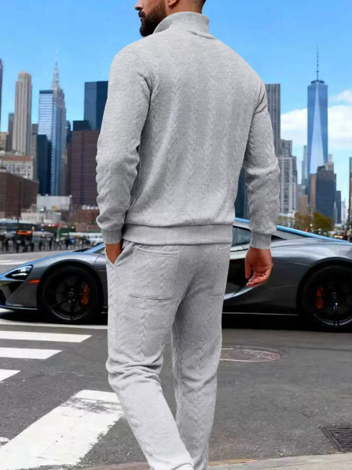Men's Full Size Quarter-Zip Top and Pants Set Plus Size by Trendsi