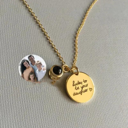Personalized Projection Photo Necklace With Bar Necklaces Engraving Name by Maiden-Art