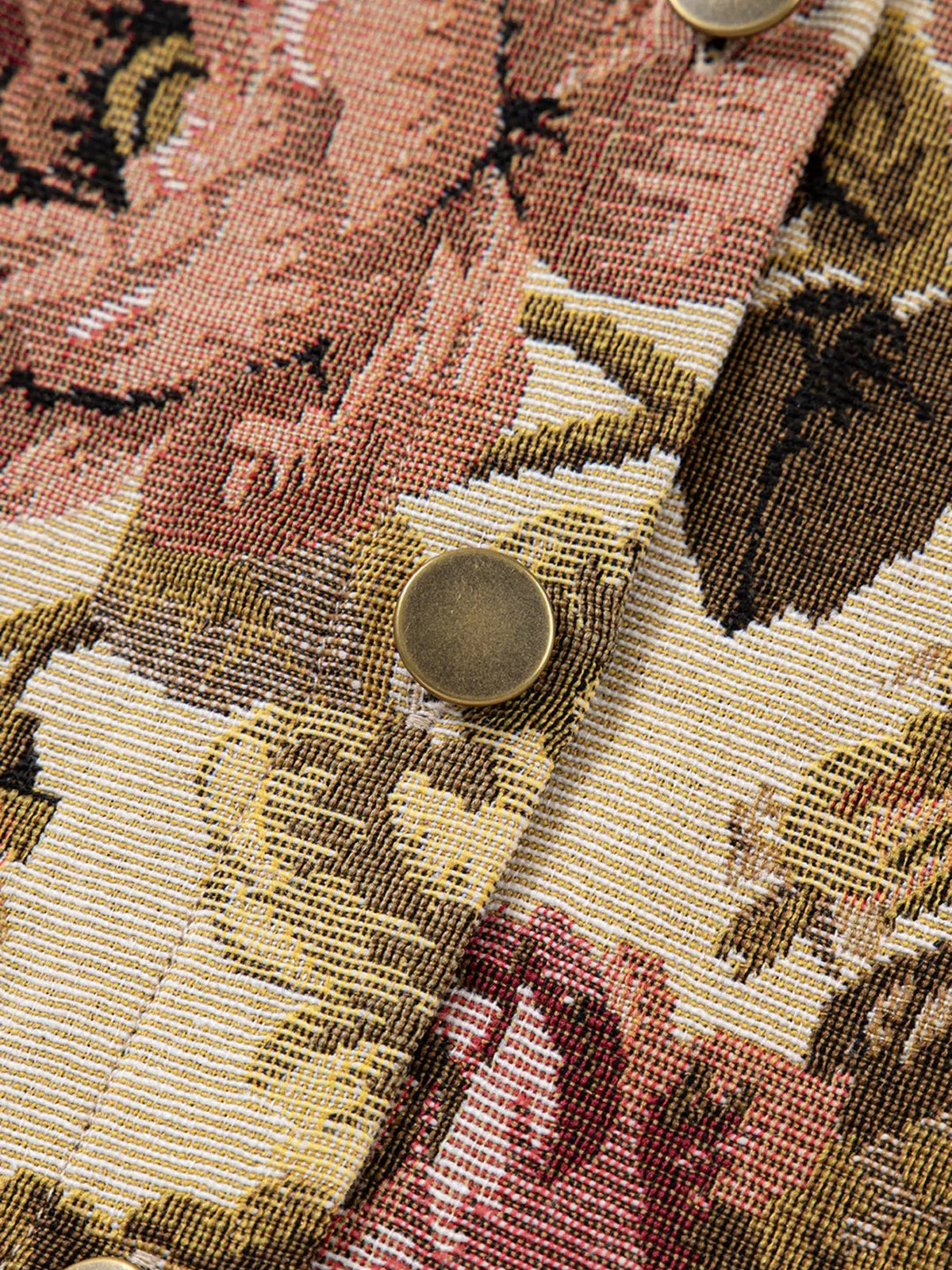 Floral Waffle Knit Patchwork Chest Pockets Buttoned Jacket by Partner Label