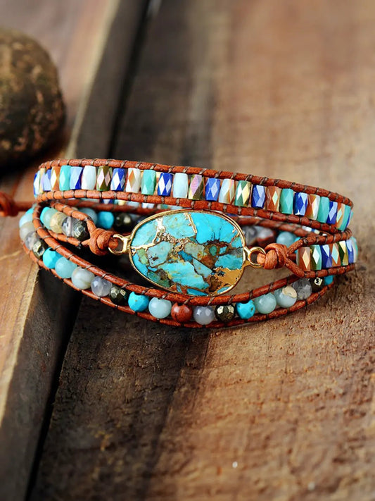 Triple-Layer Natural Stone Bracelet by Partner Label