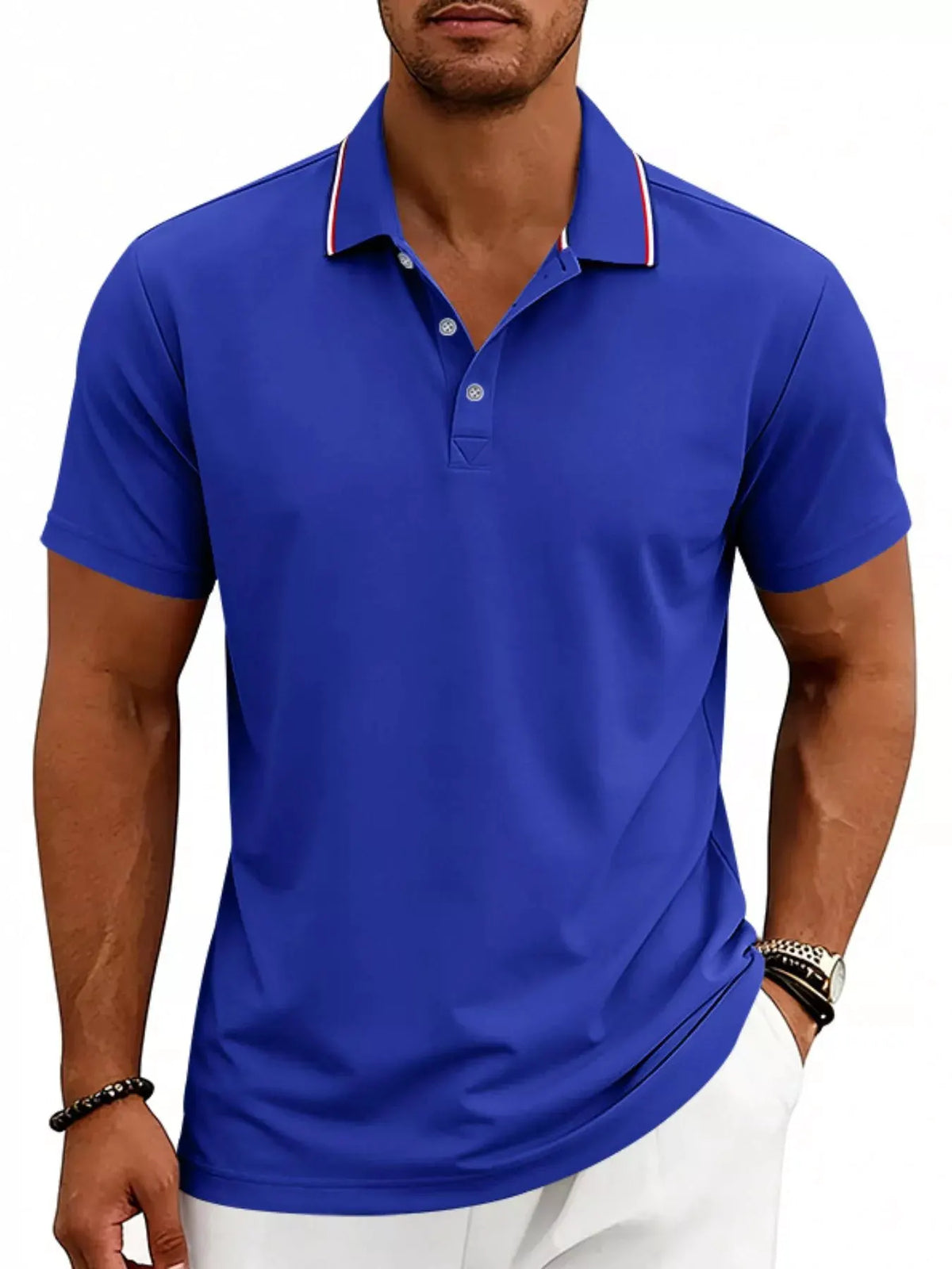 Men's Full Size Casual Button Detail Polo Plus Size by Trendsi