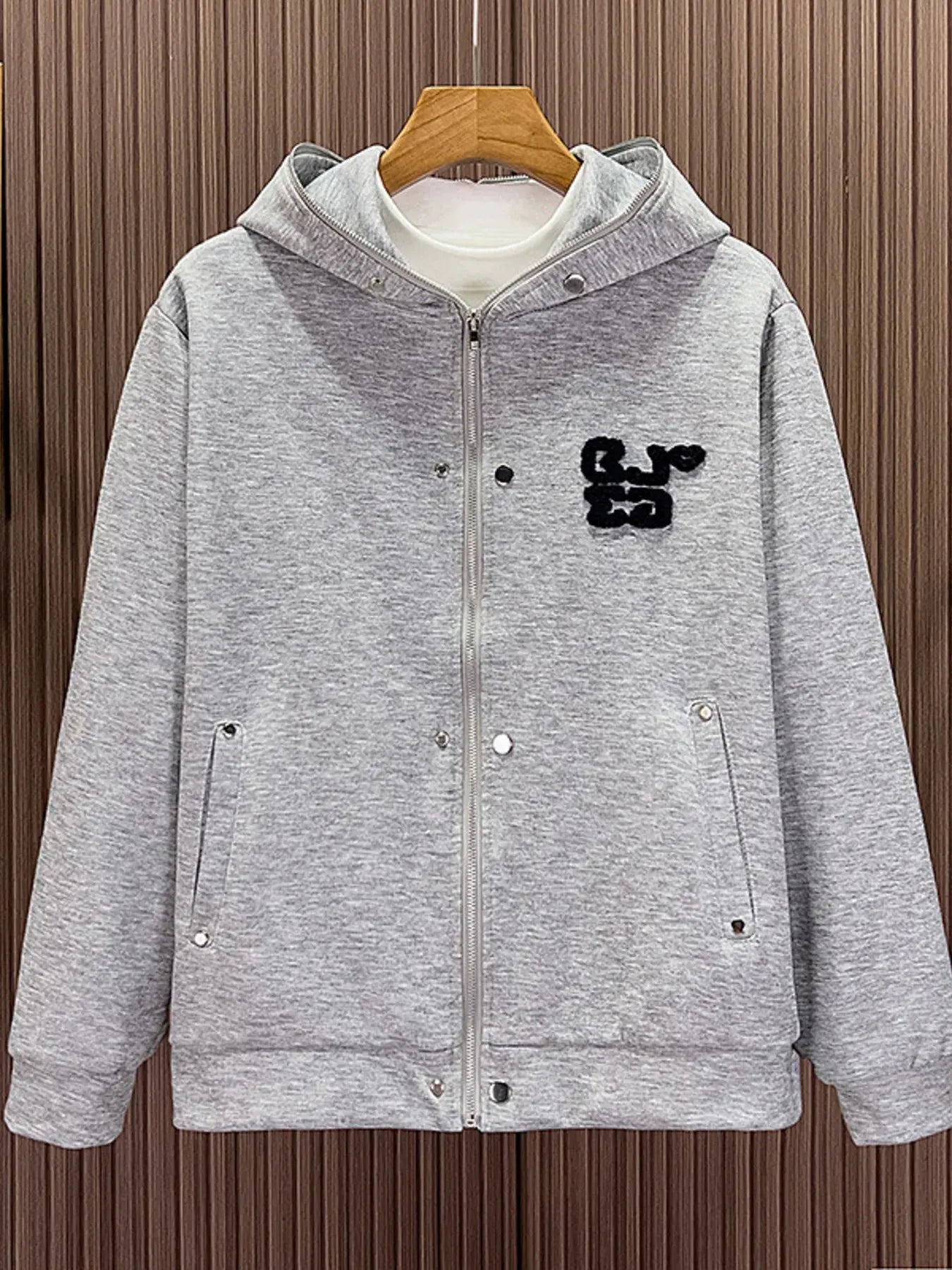 Men's Zip Up Long Sleeve Hoodie by Trendsi