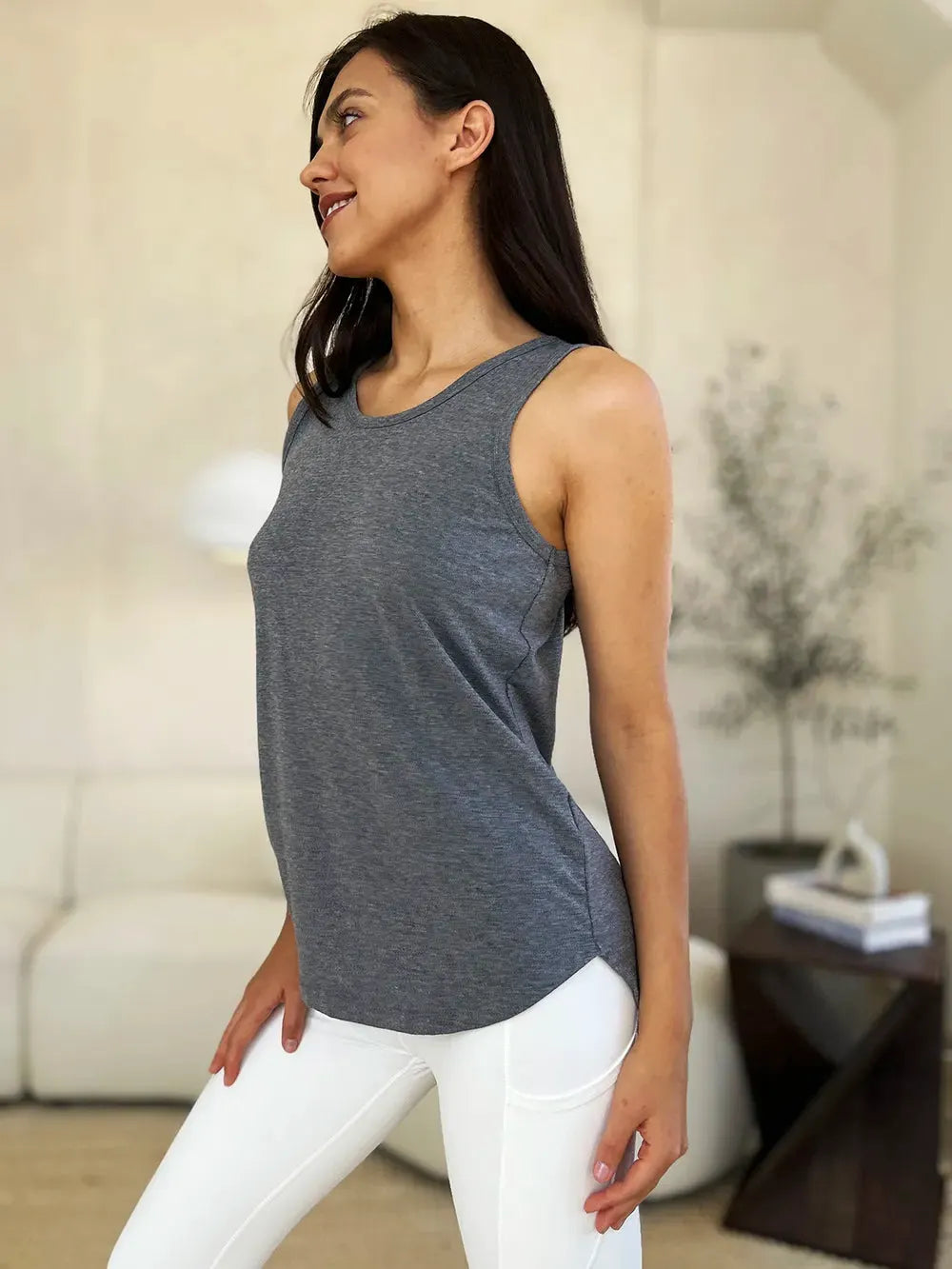 Basic Bae Full Size Round Neck Curved Hem Tank by Basic Bae