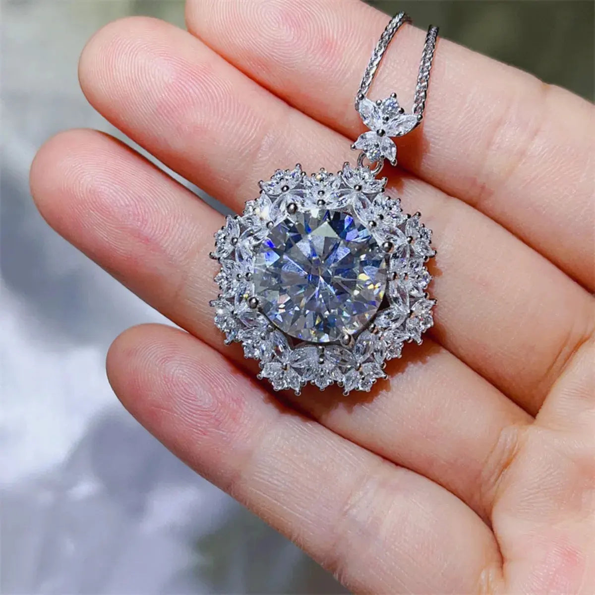 10 Carat Moissanite 925 Sterling Silver Necklace by Partner Labels