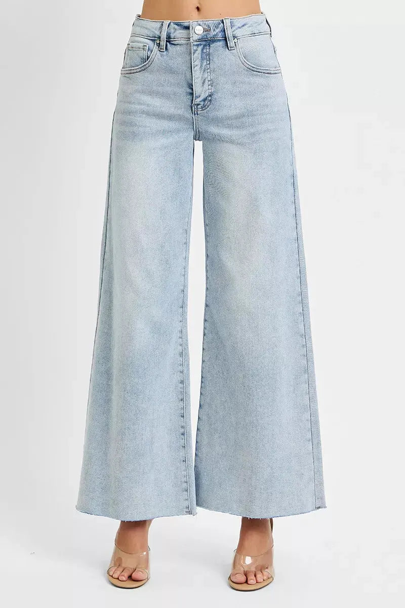RISEN Full Size High Rise Ankle Wide Palazzo Jeans Plus Size by RISEN