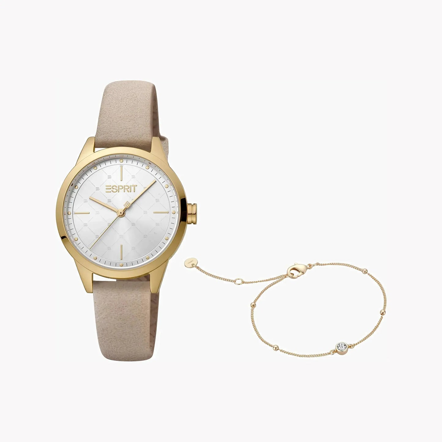 Esprit Women's Beige Faux Leather Watch, Silver Dial | Es1l207m0045 by ESPRIT
