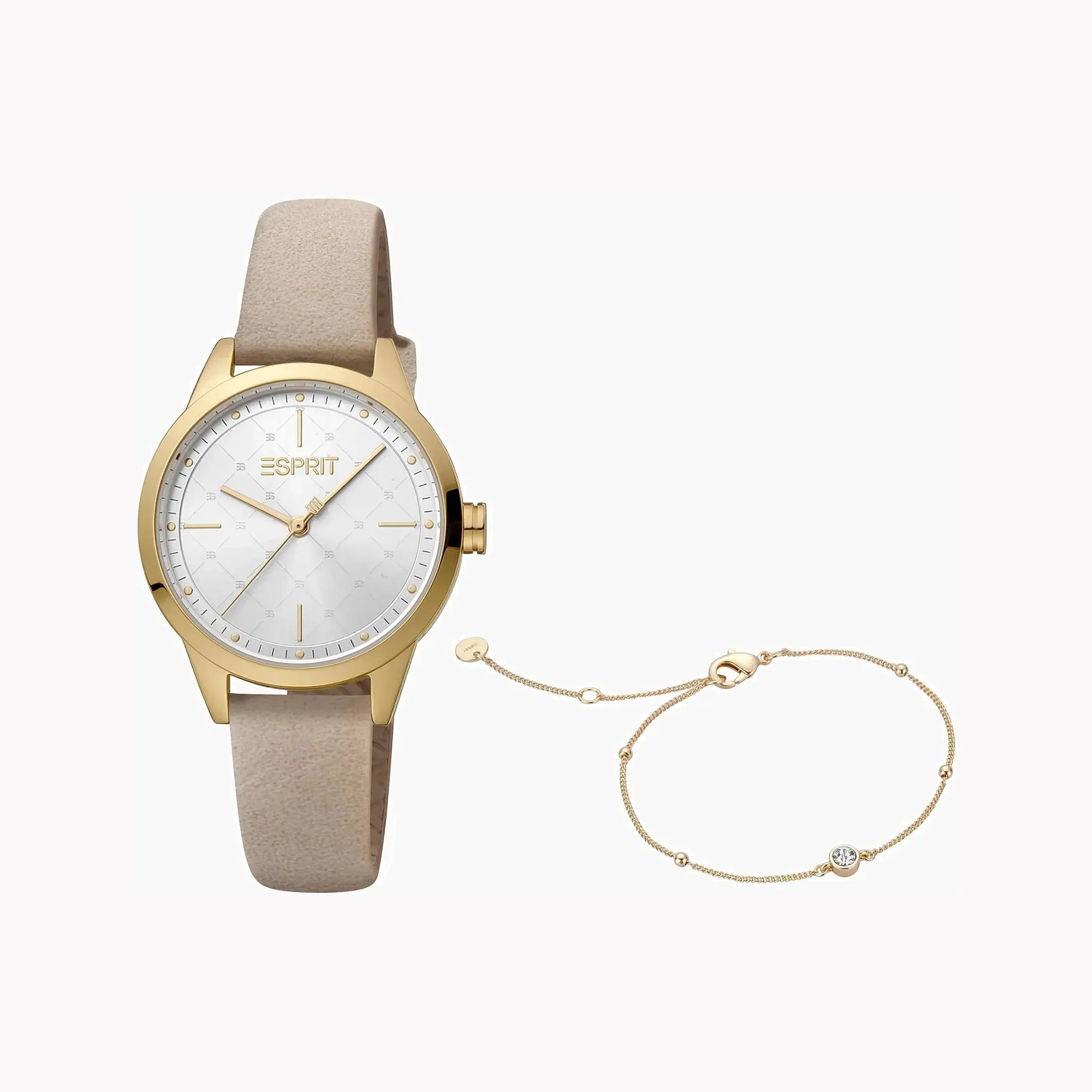Esprit Women's Beige Faux Leather Watch, Silver Dial | Es1l207m0045 by ESPRIT
