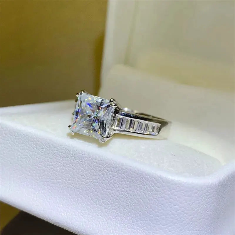 3 Carat Moissanite 925 Sterling Silver Square Shape Ring by Partner Label