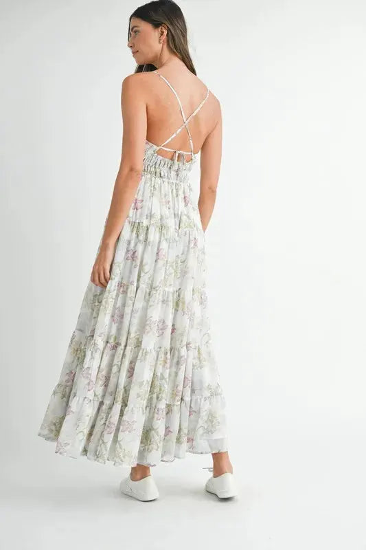 MABLE Floral Print Tiered Cami Maxi Dress by MABLE
