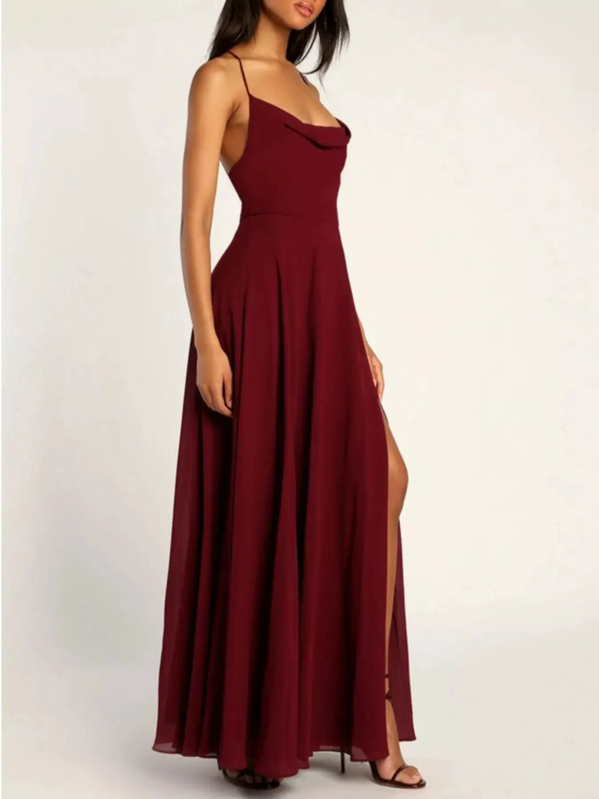 Slit Cowl Neck Maxi Dress by Partner Label