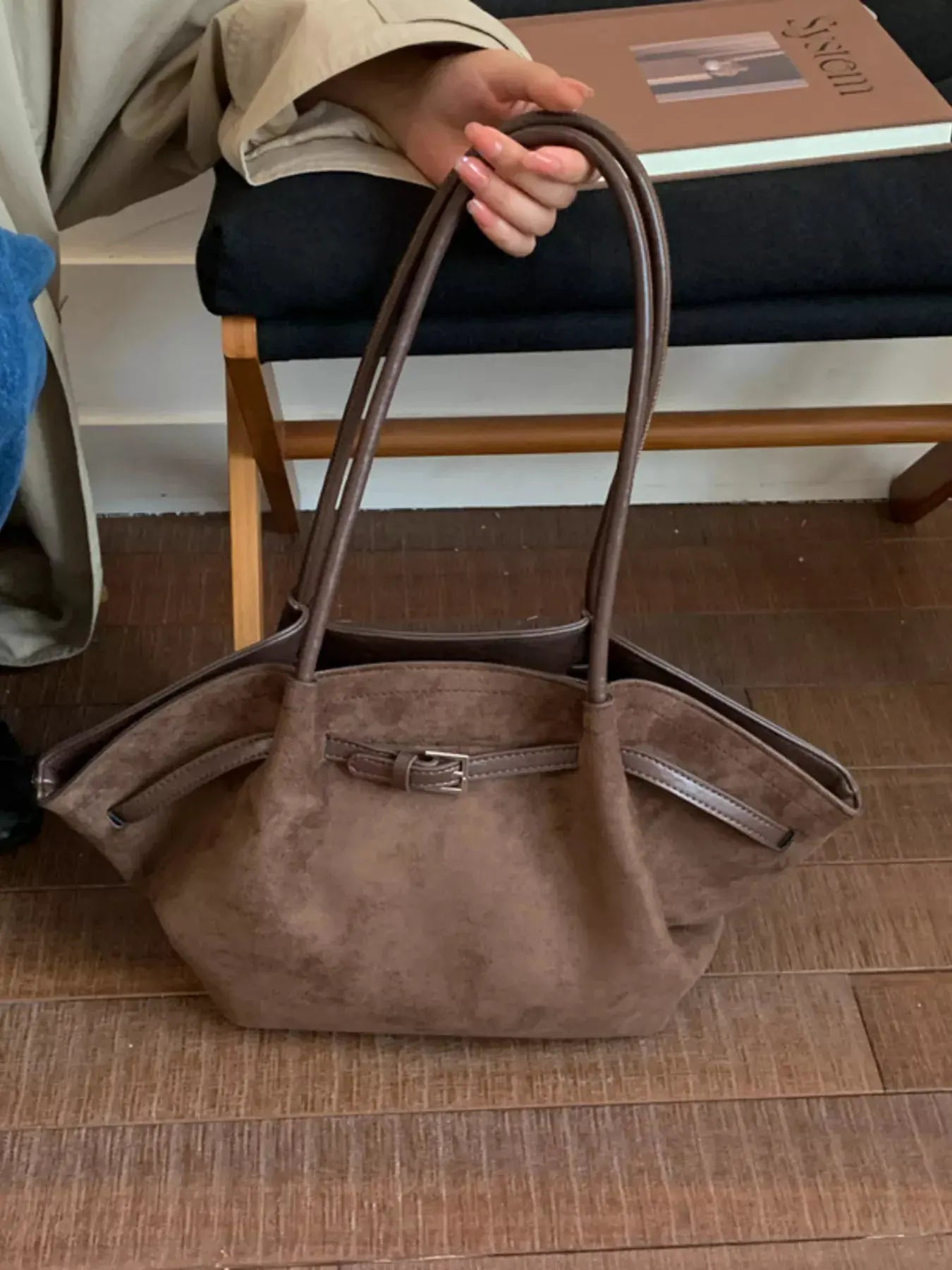 Solid Color Buckle Tote Bag by Partner Label