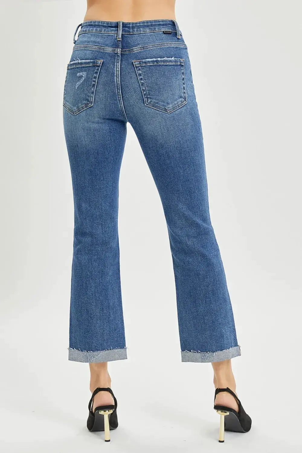 RISEN Full Size Button Fly Cropped Bootcut Jeans by RISEN