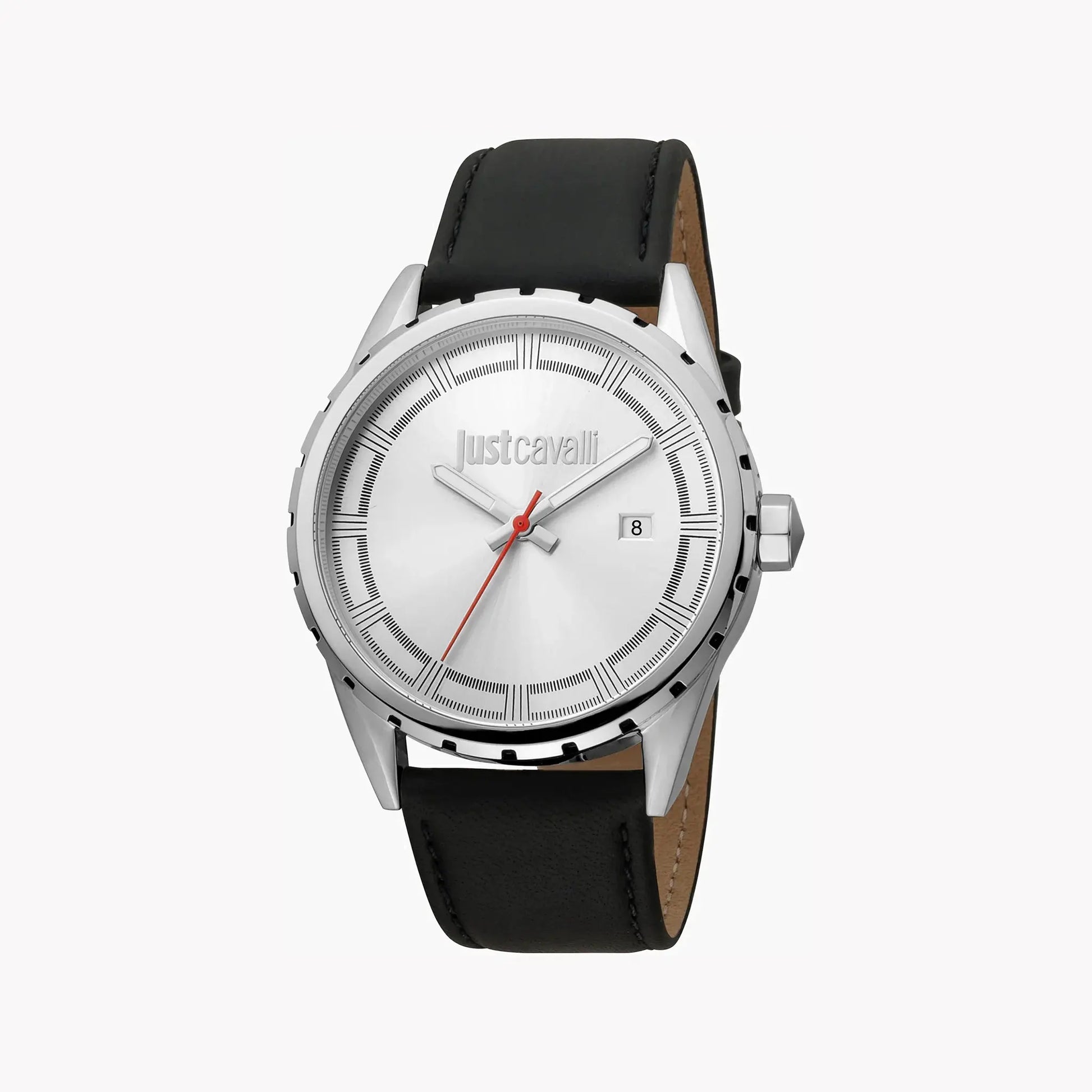 Just Cavalli Men's Silver Dial Watch, Black Leather Band | Jc1g082l0515 by JUST CAVALLI
