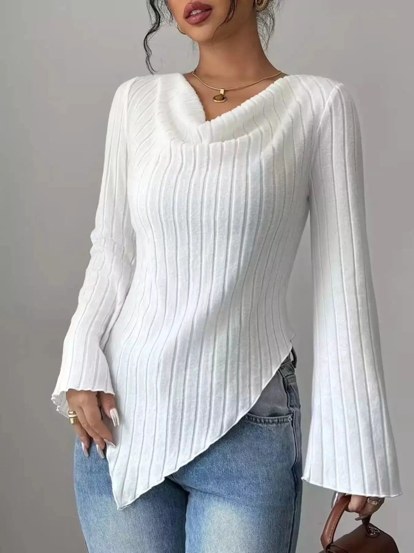 Cowl Neck Ribbed Knit Top | Partner Labels Selection by Partner Label