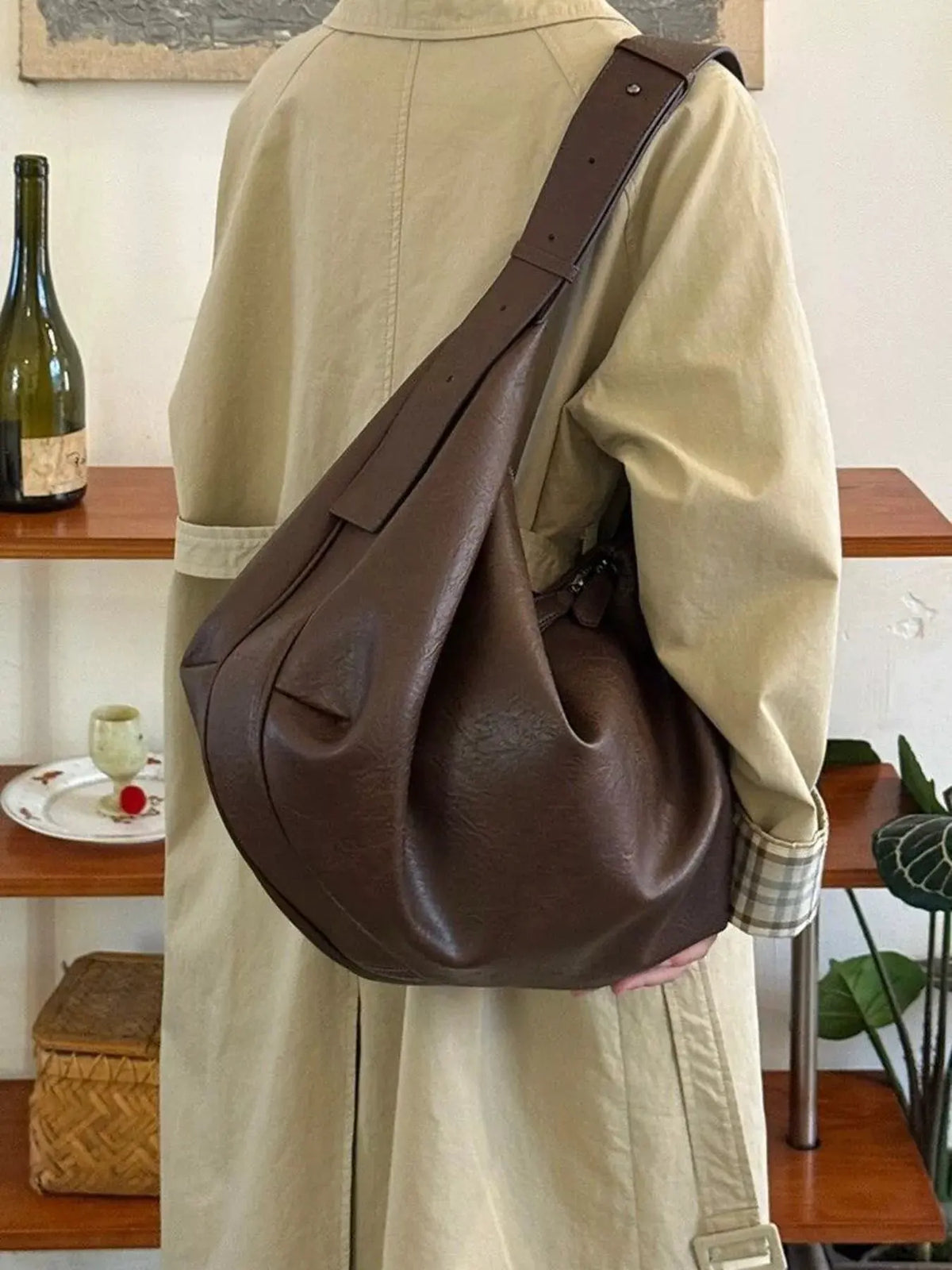 Large Capacity Faux Leather Tote Bag by Partner Label