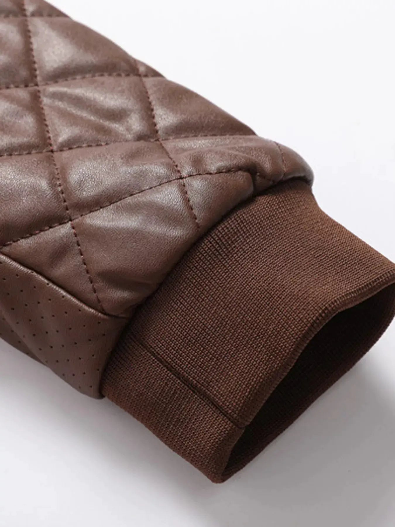 Men's Plus Size Quilted Faux Leather Bomber Jacket by Partner Label