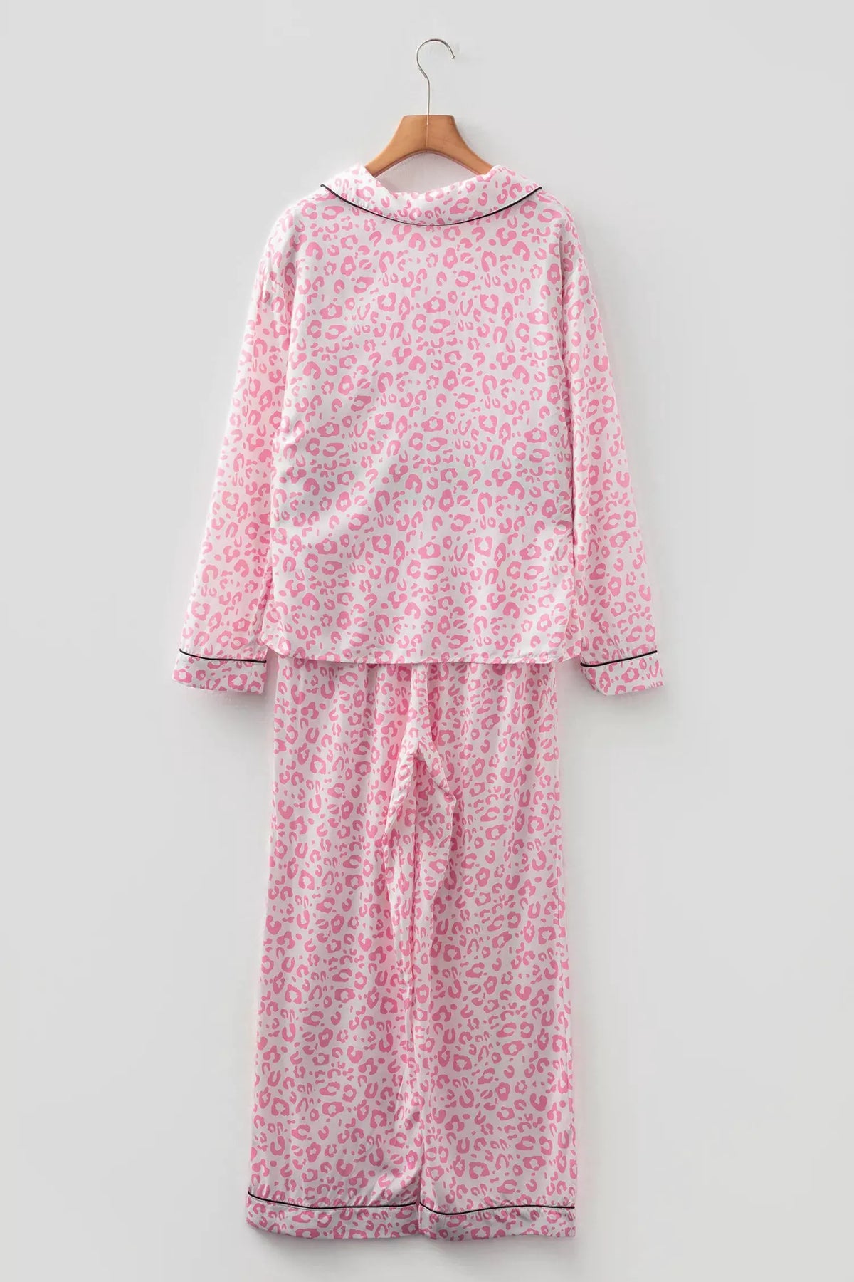 Leopard Print Button Up Top and Pants 2cps Pajama Set by Partner Label