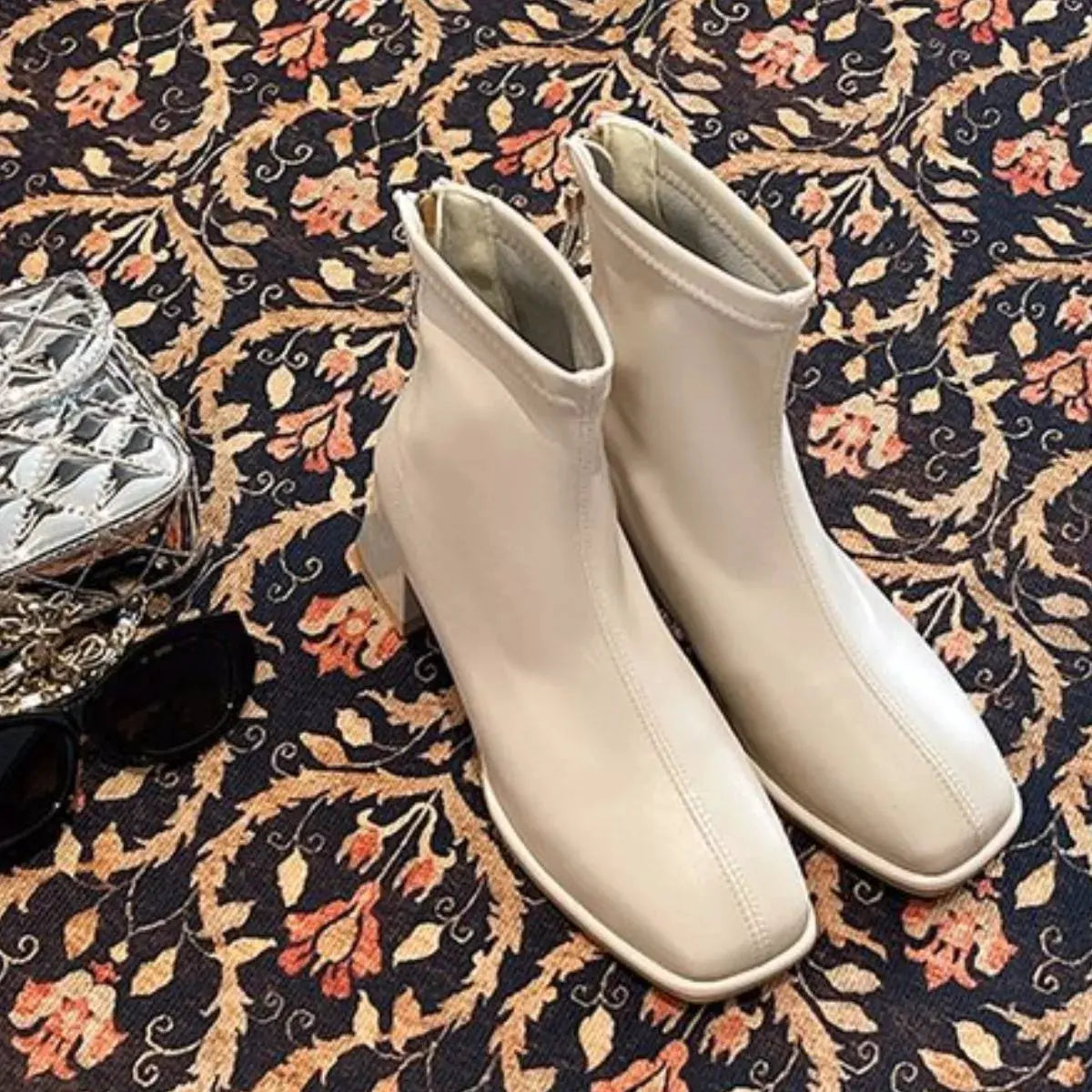 Square Toe Block Heels Boots by Partner Label