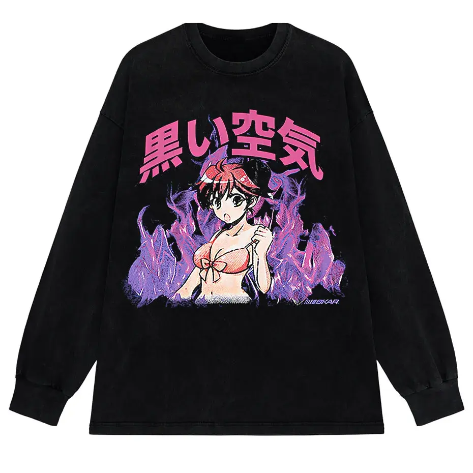 Japanese Anime Girl Oversized Streetwear T-Shirt by Vimost Shop