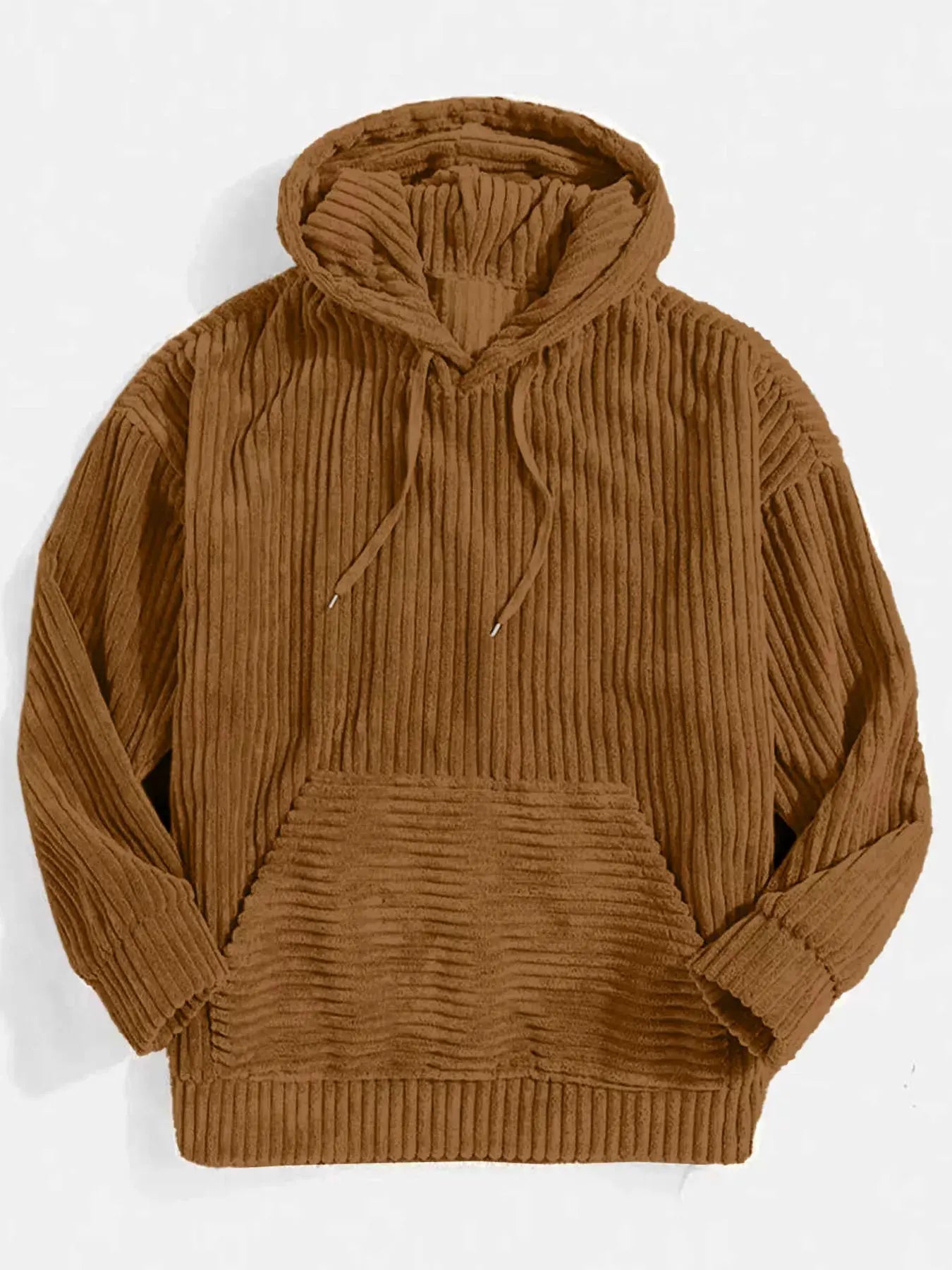 Men's Full Size Casual Corduroy Hoodie Plus Size by Trendsi