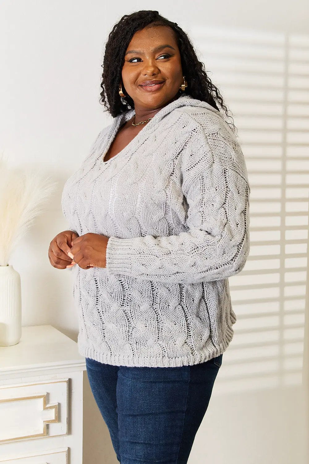 Woven Right Cable‑Knit Hooded Sweater | Partner Labels Selection by Partner Label