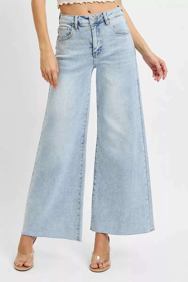 RISEN Full Size High Rise Ankle Wide Palazzo Jeans Plus Size by RISEN