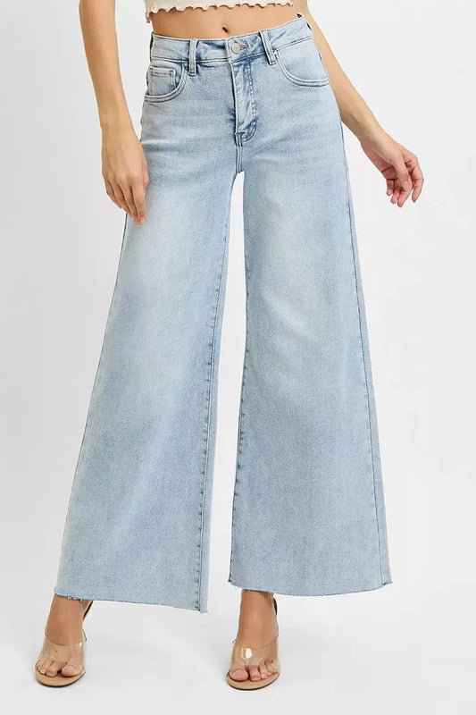 RISEN Full Size High Rise Ankle Wide Palazzo Jeans Plus Size by RISEN