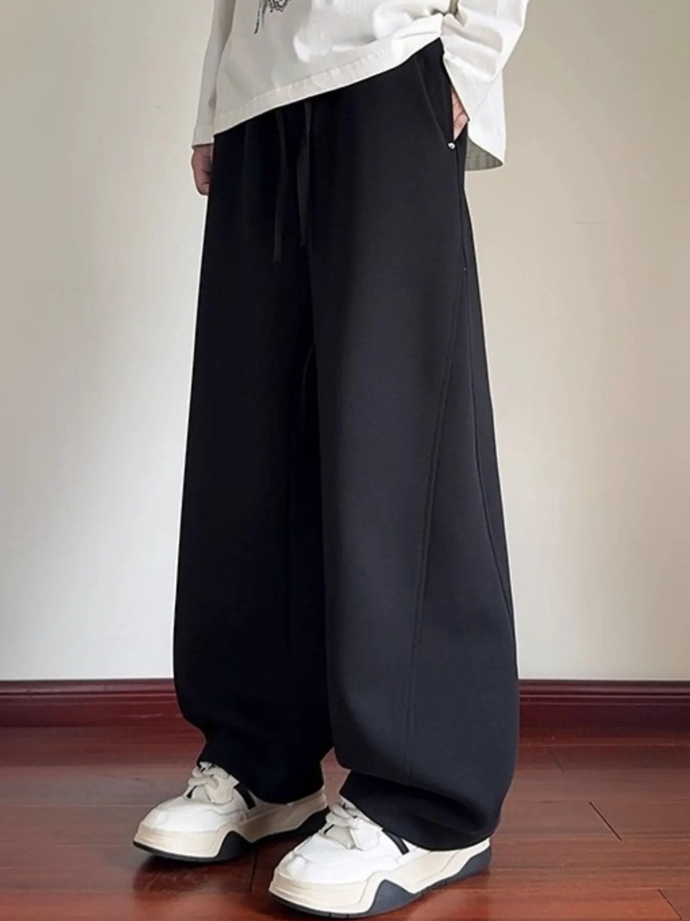 Men's Plus Size Drawstring Wide Leg Pants by Partner Label