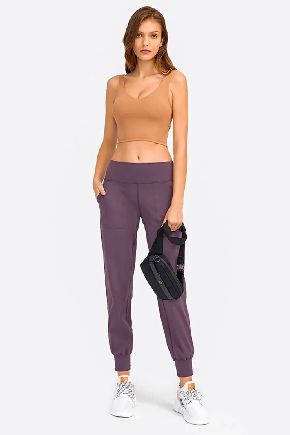 Millennia Deep V-Neck Crop Sports Bra by Millennia